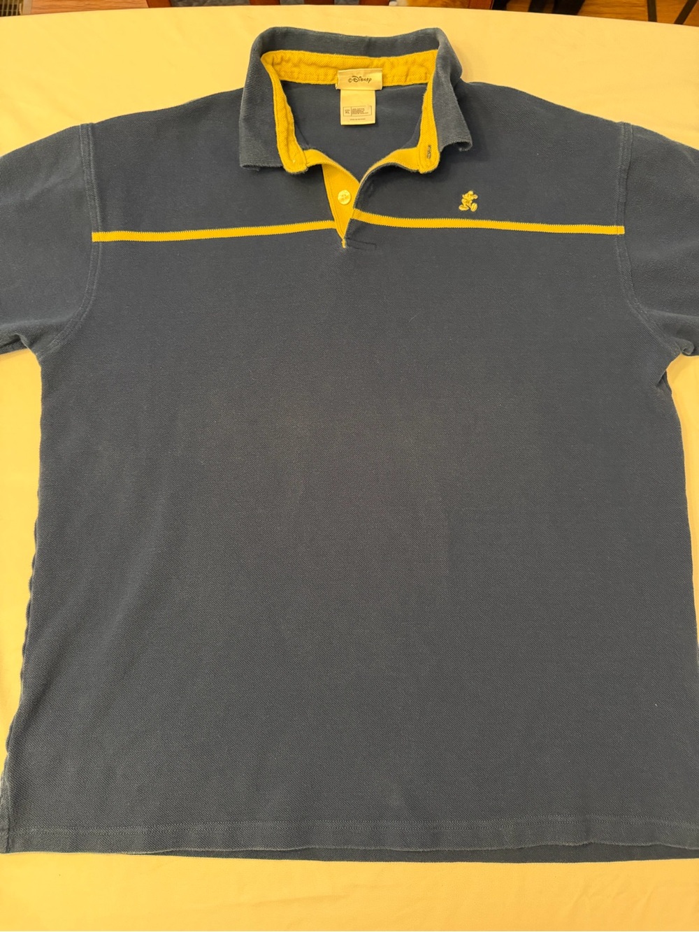 Disney Men's Polo Shirt in Navy with Yellow Trim